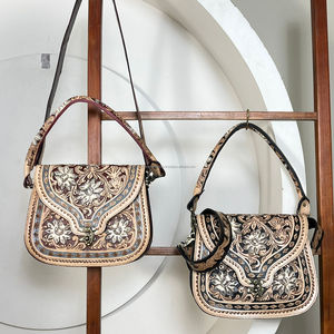 Nouveau sac à bandoulière en cuir de vachette véritable de style occidental, fait main, avec fermeture à boucle, grande capacité, pour femmes - Product Image 5