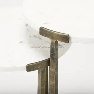 Garden Metal Coffee <b>Table</b> Rust Proof Portable Outdoor Furniture Balcony Marble Top Modern Outdoor Decor 6-Year Warranty Zahid - Product Image 2