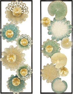 Set of 2 Large Rectangular Metal <b>Wall</b> <b>Panels</b> Abstract Floral Artwork for Living Room Bedroom Kitchen Hallway Modern Home Decor - Product Image 6