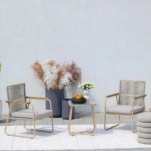 Modern Minimalist Rattan Outdoor <b>Garden</b> <b>Set</b> <b>2</b> <b>Seater</b> Steel Frame Weather Resistant Eco-Friendly Farmhouse Park Patio Furniture - Product Image 2