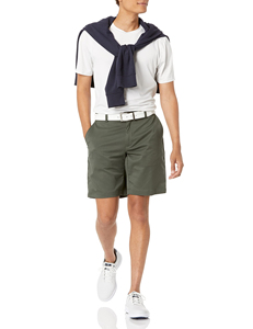 Shorts Bermuda Homme Vert Olive Uni de Haute Qualité, Décontractés, à Boutons, Taille Mi-Haute, en Tissu Tissé Écologique - Product Image 2