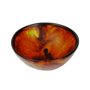 Bol de service rond en résine, orange foncé et noir, brillant, fait à la main, vaisselle décorative pour la cuisine, écologique, d'origine indienne - Product Image 1