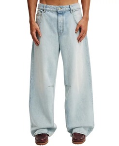 Pantalones Vaqueros Anchos de Corte Holgado para Hombre, Lavado Nieve, Casuales, de Mezclilla Sólida, Unisex, con Logotipo Personalizado en la Parte Delantera - Product Image 3