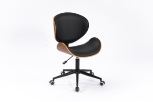 <span class=keywords><strong>Chaise</strong></span> <span class=keywords><strong>de</strong></span> <span class=keywords><strong>bureau</strong></span> pivotante vintage en <span class=keywords><strong>bois</strong></span> et cuir noir avec <span class=keywords><strong>roulettes</strong></span> pour la maison et le <span class=keywords><strong>bureau</strong></span>, rotation à 360° °   Swivel - Product Image 2