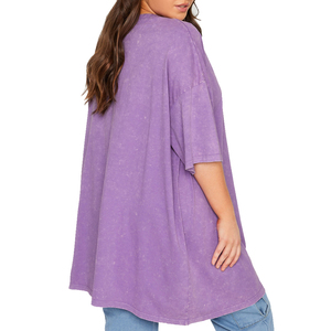 Women's Casual Vintage Acid <b>Wash</b> T-Shirts Summer Heavyweight 100% Cotton High Quality Quick Dry Eco-Friendly Custom Logo - Product Image 3