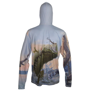 Camisetas de Pesca de Manga Larga para Hombre con Protección Solar UPF 50, Impermeables, Estampadas, con Capucha Refrigerante, Traje de Pesca para Actividades al Aire Libre - Product Image 3
