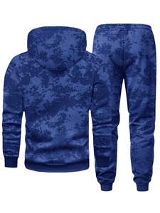 Ensemble sweat à capuche oversize et pantalon de survêtement côtelé pour homme, imprimé tie-dye, en molleton d'hiver 380g, sérigraphié - Product Image 3