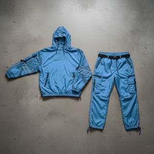 Custom Breathable Detachable Boxy Fit Sweatsuits Zip up Screen Printing Tracksuits Piping Embroidery Patch Men's Set - Product Image 4