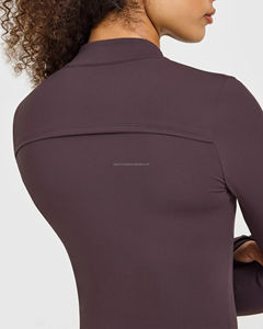 Veste de sport ajustée pour femme, entièrement zippée, col montant, avec passe-pouces, coupe slim, haut de yoga, veste de course, vêtement de sport, antistatique, fermeture avant - Product Image 5