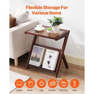 Mesa de Centro Moderna Boho de 20 Pies con Almacenamiento, Ratán en Forma de Z y Bambú Tejido, Tapa de Vidrio Templado, Plegable - Product Image 4