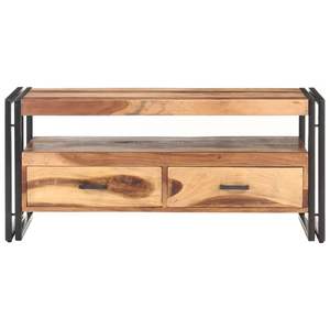 Mesa de centro de madera maciza de acacia en marrón y negro con acero con recubrimiento en polvo, duradera y elegante - Product Image 2