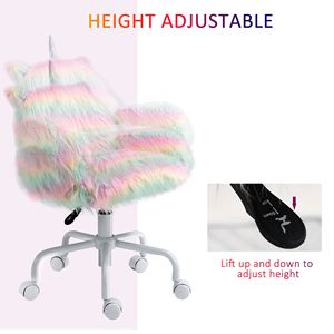 Sedia da Ufficio Direzionale in PU Stile Unicorno Soffice con Braccioli Girevoli Arcobaleno, Ruote in Nylon e Schienale Medio, Sedia da Ufficio Colorata per Vanity - Product Image 4