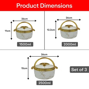 Ensemble de casseroles de service en marbre noir de luxe, parfait pour la cuisine, les repas et les cadeaux, bols de rangement alimentaire haut de gamme - Product Image 2