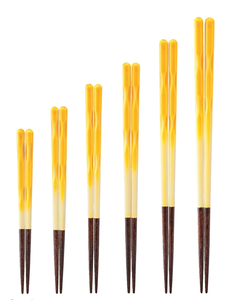 Round Wooden <b>Chopsticks</b> Cute Eco-Friendly Yellow Gradient Brown Tips Smooth <b>Reusable</b> Traditional Design for Hotels Giveaways - Product Image 1