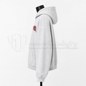 Sudadera con capucha unisex extragrande de invierno con bordado de labios, estilo urbano, casual, de forro polar, venta al por mayor personalizada - Product Image 5