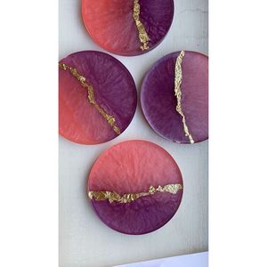 Elegant Handcrafted Resin Coasters Round and Oval Designs for Premium <b>Beverage</b> <b>Serving</b> <b>Sets</b> - Product Image 2