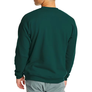 Sweat-shirt à col rond vert pour homme, coupe classique, tricot uni, décontracté, pour l'automne - Product Image 3