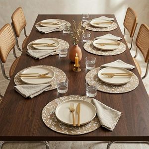 Sets de table perlés de luxe faits à la main avec broderies complexes pour la table à manger, la décoration intérieure et la décoration de table pour événements de mariage - Product Image 5