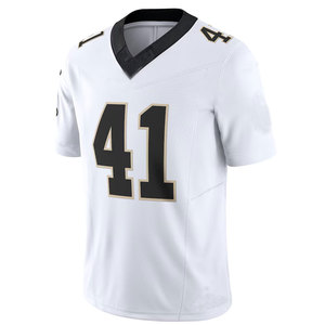 Maillot de football américain blanc numéro 41, col en V, manches courtes, coupe classique pour homme, en maille polyester anti-humidité, personnalisable sur le devant, taille plus - Product Image 3