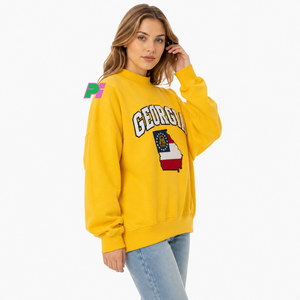 เสื้อสเวตเชิ้ตคอเต่าลายปักแผนที่รัฐจอร์เจีย สีดำ สำหรับผู้หญิง ทรงโอเวอร์ไซส์ เหมาะสำหรับใส่ในฤดูใบไม้ร่วง - Product Image 4