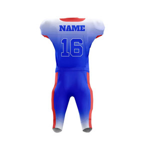 Customizable football uniform Men's sublimated jersey pants Moisture wicking fitted set Red white V-neck sleeveless - Product Image 3