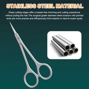 Ensemble de ciseaux pour poils nasaux en acier inoxydable, outil de coupe de précision pour la coupe des poils du nez, des sourcils et du visage, 5 couleurs disponibles - Product Image 3
