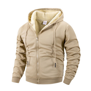 Veste personnalisée doublée en sherpa pour homme, épaisse, en polaire, à fermeture éclair intégrale, sweat à capuche chaud, manteau lourd, vente en gros - Product Image 3