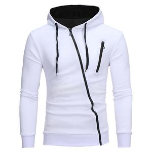 Sudaderas con capucha informales para hombre, abrigo con cremallera diagonal, tendencia de primavera y otoño, ropa de calle personalizada-L, gris - Product Image 2
