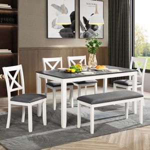 Set da Pranzo Moderno per 6 Persone, Tavolo con 6 Sedie in Legno per Sala da Pranzo e Cucina, Elegante Tavolo da Pranzo per 6 Persone - Product Image 2