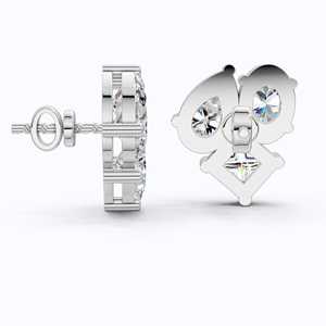 Pendientes de Diamantes Cultivados en Laboratorio con Tres Piedras en Racimo, 4.60 CTW, Chapados en Rodio, Modernos, Certificados por IGI, Oro de 14K, para Aniversario - Product Image 5