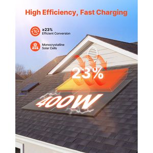 2 pannelli solari monocristallini da 400W, alta efficienza del 23%, stabili, con uscita MC4, telaio in alluminio, impermeabilità IP65, potenza massima - Product Image 2