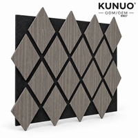 Panneau acoustique en bois à lattes géométriques personnalisable, motif losange, placage en feutre PET, panneau mural pour projet architectural créatif