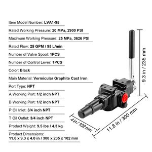 Valvola di controllo direzionale idraulica a 1 spola da 25 GPM 3626 PSI per spaccalegna e caricatrici idrauliche Joy Products - per applicazioni idrauliche - Product Image 4