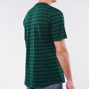 เสื้อยืดคอกลมทรงหลวมสำหรับผู้ชาย ลายทางแนวนอน ผ้าฝ้ายหนานุ่ม สไตล์สตรีทแวร์ แขนสั้น ผลิตโดยผู้ผลิต OEM ODM - Product Image 3