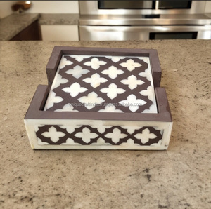 Latest 2024 Bone Inlay Eco-Friendly Tea <b>Coaster</b> Indian Handicraft Home Use Handmade Luxury Design <b>Coasters</b> Wood <b>Drinks</b> Resin - Product Image 6