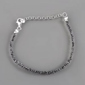 Pulseras de diamantes de moissanita negros sin cortar y collar de cuentas de diamantes de moissanita y pulsera de diamantes - Product Image 2