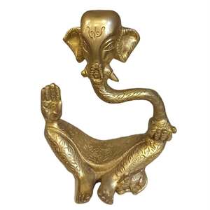 Brass Half Ganesh Idol-Home Decoration Gold-Plated Carved <b>Religious</b> Sculpture by Asthamangal Gift & Craft - Product Image 2