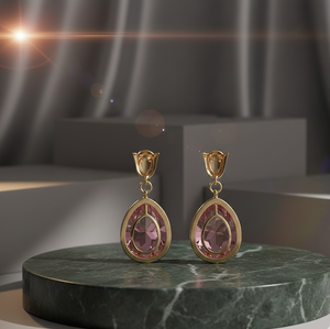 <b>Earrings</b> 925 Sterling Silver with 18K Gold Plated Trendy Party Wear Accessory <b>Bridal</b> <b>Drop</b> <b>Earrings</b> Handcrafted Hypoallergenic - Product Image 2