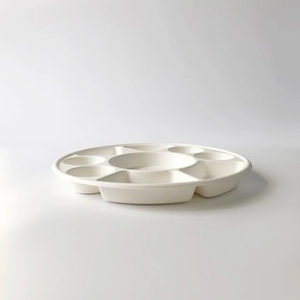 Eco Friendly Round <b>Dinnerware</b> Tray for Snacks Meals and Buffet Serving 9 Compartment Meal Plates Bagasse Food Presentation 2026 - Product Image 1