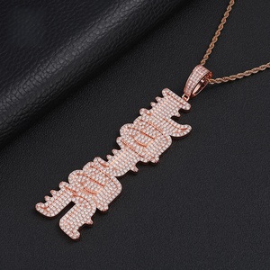 Pendentif personnalisé en argent 925 pour homme, motif graffiti, léger, serti de diamants Moissanite, certifié, style Hip Hop, bijoux en or rose - Product Image 3