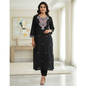 Achetez des ensembles traditionnels indiens ethniques pour femmes en coton naturel, 2 pièces, pour les occasions spéciales, taille M à 3XL - Product Image 2