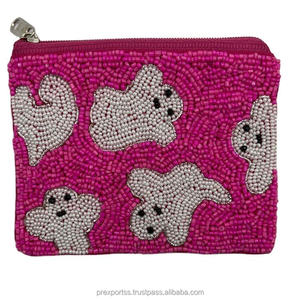 Pochette à perles visage effrayant, thème d'horreur, broderie artisanale, sac à fermeture éclair, pochette personnalisée, grande capacité, Halloween, Saint-Valentin - Product Image 3