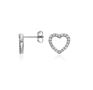 Pendientes de Oro de 14K con Mini Corazón de Diamante (Natural) para Mujer, para Eventos Corporativos, Reuniones Formales y Vestimenta Profesional - Product Image 3