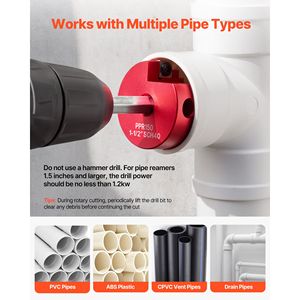 5-Piece PVC Pipe <b>Reamer</b> Kit Compatible 1 1/4" 1 1/2" 2" 3" 4" Standard Fittings 1/2" Drill Includes Socket Saver PVC Fitting - Product Image 5