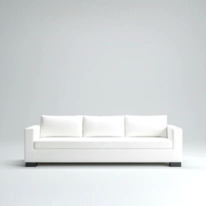 Canapé 3 places en tissu moderne et minimaliste, canapé contemporain blanc rembourré avec accoudoirs sur mesure et pieds en blocs de bois massif - Product Image 3