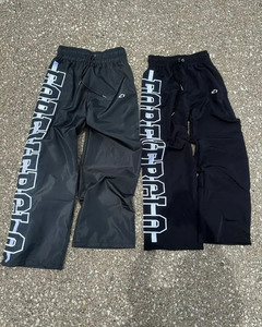 Oversized Side Text Nylon Pants Men Wide Leg Streetwear Track <b>Trousers</b> Elastic Waist Lightweight Custom Manufacturing Supply - Product Image 2