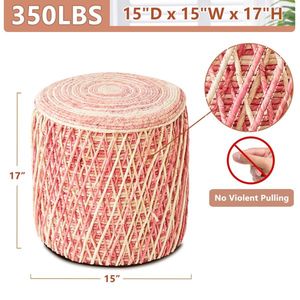 Hand Weaved Natural Seagrass Pouf Ottoman Boho Accent Chair Liv Footrest Stool Braided Footstool for Comfortable Sitting - Product Image 3