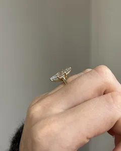 Anillo de compromiso con diamante cultivado en laboratorio de corte marquesa de 4 quilates para mujer, anillo de oro macizo de 14k, regalo de aniversario, anillo de promesa. - Product Image 2