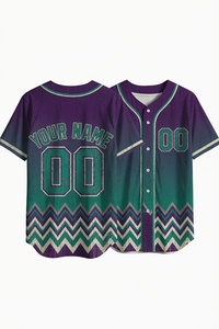 Maillot de baseball personnalisé à manches courtes, uni, avec dégradé vert, nom et numéro personnalisés, uniforme d'équipe entièrement boutonné - Product Image 2