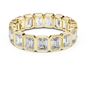 แหวนเพชรทรงเหลี่ยมมรกตแบบฝังขอบเพชร ดีไซน์อีเทอร์นิตี้ ทองคำแท้ 10K 14K 18K สำหรับทั้งชายและหญิง น้ำหนักรวม 3.40 กะรัต สี E สไตล์อาร์ตเดโค เหมาะสำหรับเป็นของขวัญ - Product Image 1